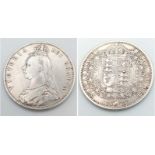 An 1887 Queen Victoria Silver Half Crown Coin. VF grade but please see photos.
