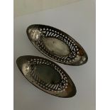 Antique Pair of SILVER BON BON DISHES in Basket form. Clear hallmark for Atkin Bros, Sheffield 1900.