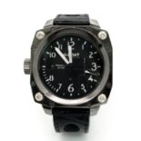 A U Boat Italo Fontana Gents Divers Watch. Italian made. Black leather strap. Stainless steel case -