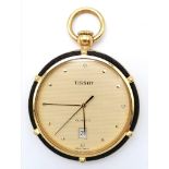 A Tissot Gold Plated Pocket/Pendant Watch. 42mm diameter. Gilded dial with date window. Quartz