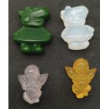 Four Different Coloured Animal Gemstone Pendants Two Peppa Pigs and Two Bees. Includes green and