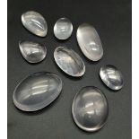 A 174.70ct Cabochon & Faceted Rose Quartz Gemstones Lot of 8 Pieces.