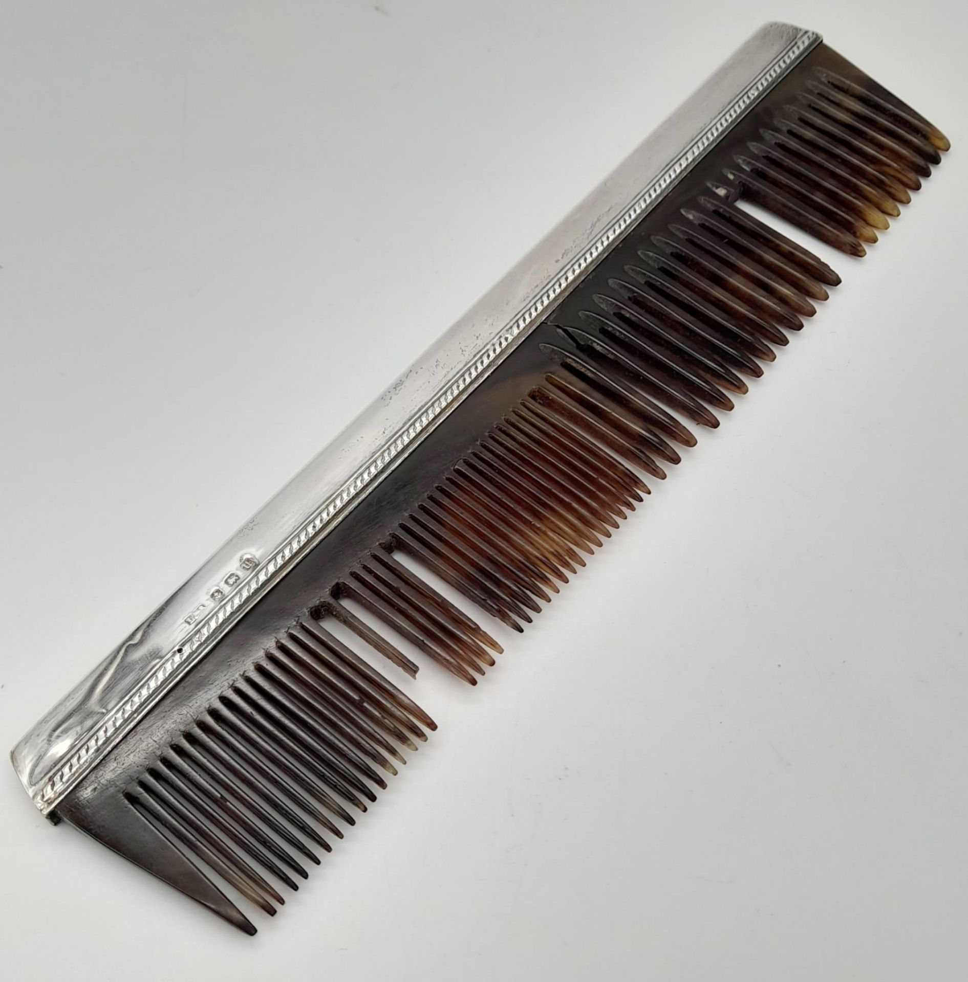 An Antique Sterling Silver Hair, Clothes Brush and Comb Set. Hallmarks for Birmingham 1919. Makers - Image 8 of 12