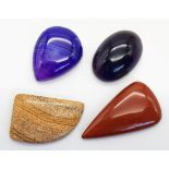 A 104ctw Mixed Lot of 4 Cabochon Gemstones - Agate, Amethyst, etc. Ref: CV38