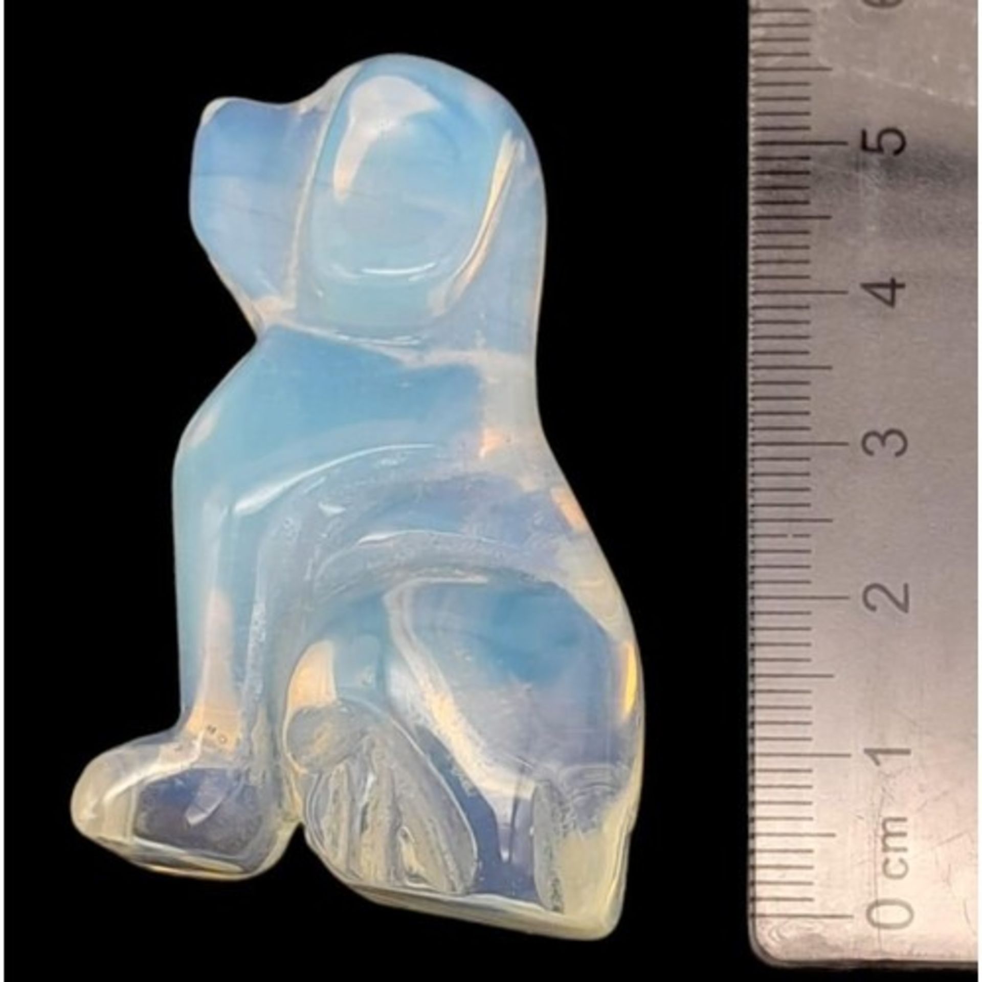 Parcel of 4 Opalite Figurines Featuring a Dog, Skull, Heart & Moon. - Image 3 of 4