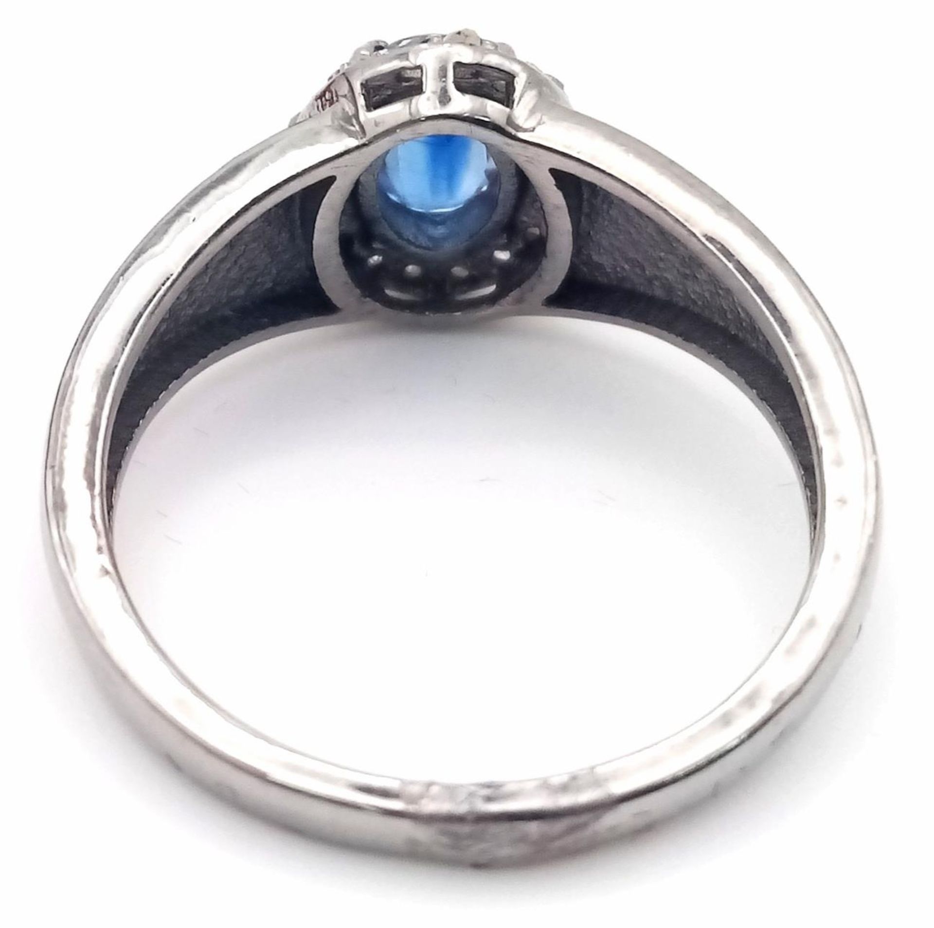 A Kyanite and Diamond Ring set in 925 Silver with a Black Rhodium Coating. Size O. Kyanite- 0. - Image 3 of 5