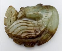 AN ANTIQUE JAPANESE JADE NETSUKE DUCK . 5.5 x 5cms