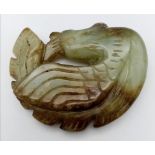 AN ANTIQUE JAPANESE JADE NETSUKE DUCK . 5.5 x 5cms