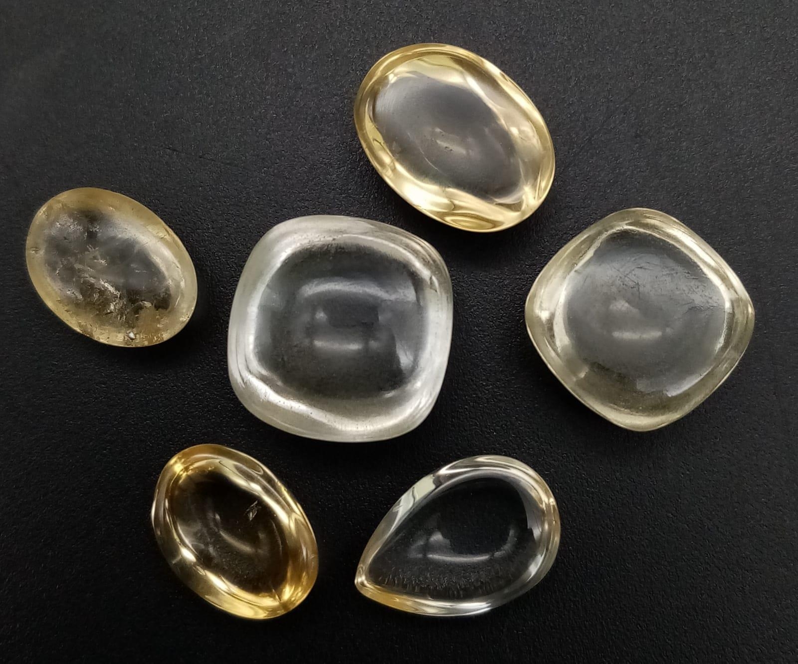 A Lot of 6 Pcs of 36.35 Ct Cabochon Citrine Gemstones in Mix Shapes. - Image 2 of 3