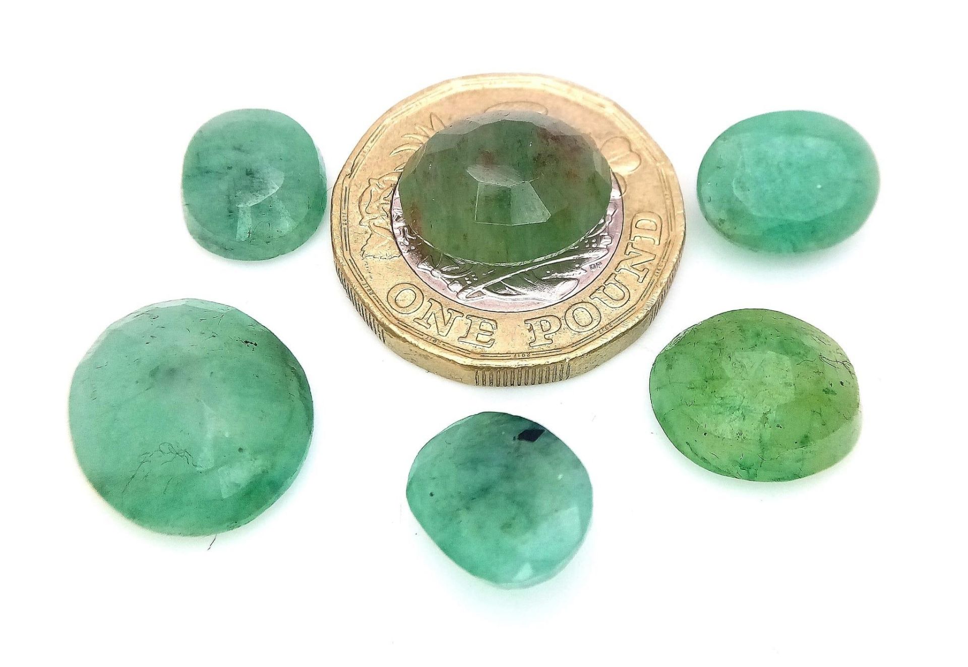 A 29.80ctw Oval Cut Faceted Colour Enhanced Emerald Gemstones Lot. Ref: CV36 - Image 3 of 3