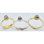 A Set of 3 Expandable Raw Diamond Rings set in 925 Silver. M-R Size. Ref: CD-1139