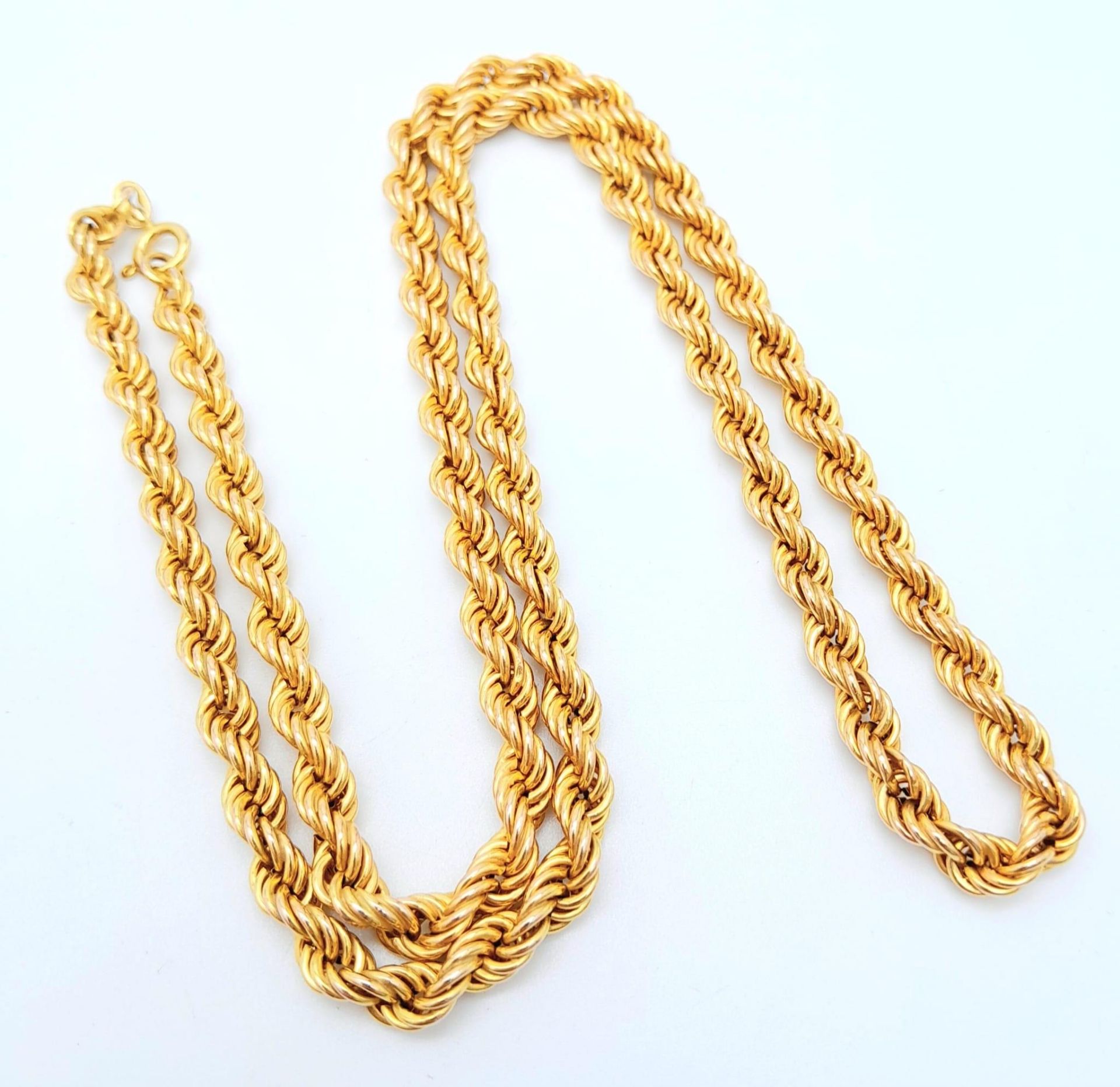 A 9K Yellow Gold Rope Chain/Necklace. 60cm length. 13.2g weight. - Bild 3 aus 5
