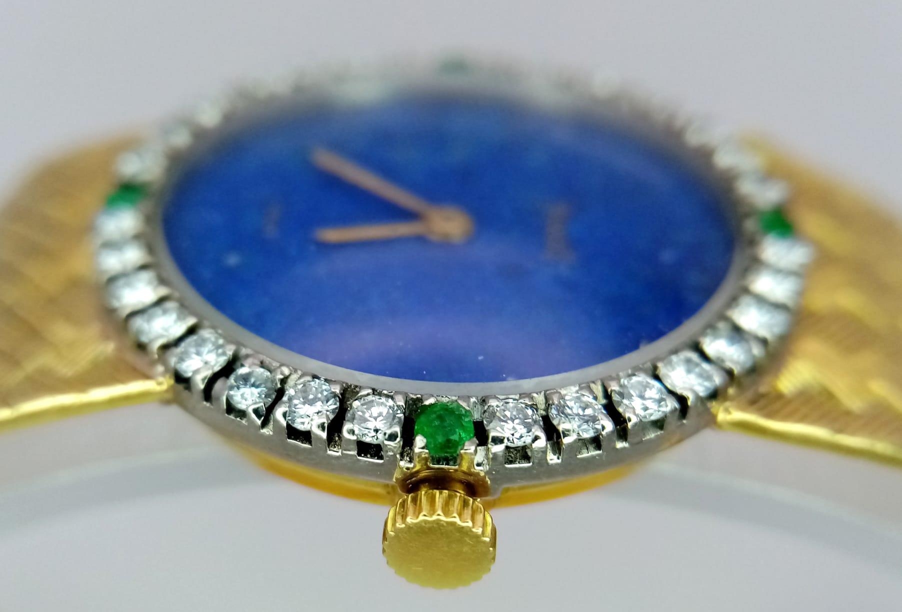 Vintage Ladies Piaget 18ct yellow gold watch, with a lapis lazuli dial (22mm) accented with a - Image 2 of 8