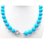 A Turquoise Blue Coloured South Sea Pearl Shell Bead Necklace. 12mm beads. 48cm necklace length.