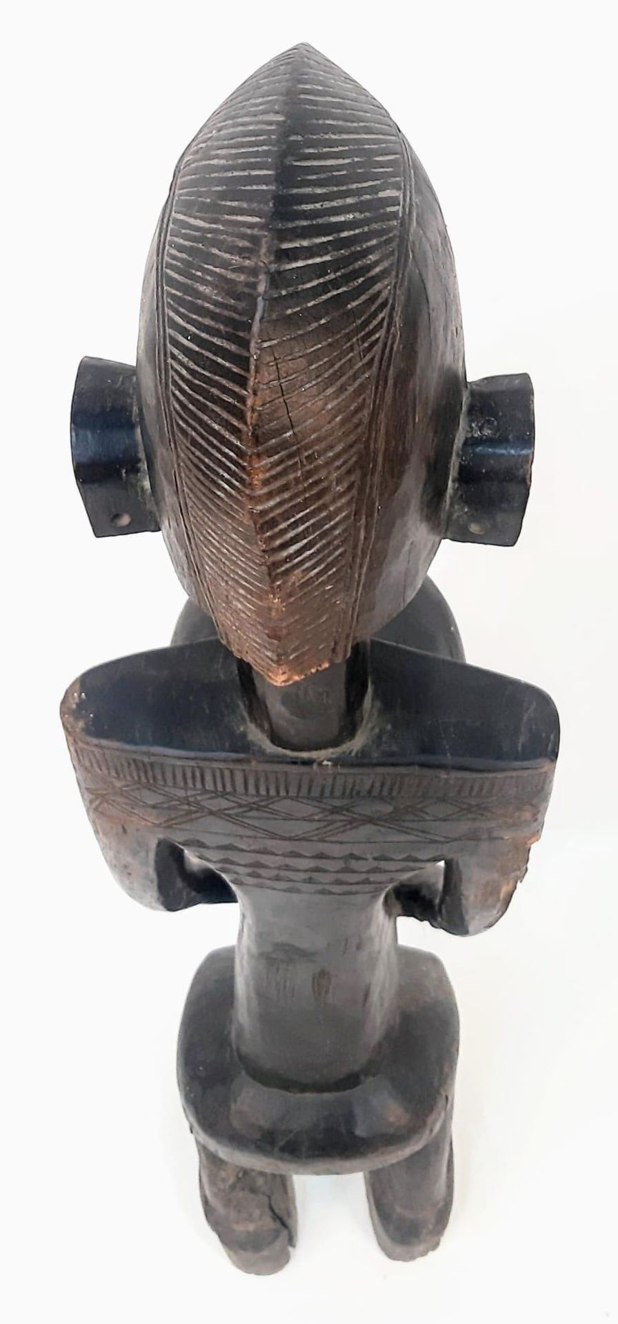 An Antique African Songye Tribe Female Wooden Statue. This fertility and youth statue stands at - Image 6 of 14