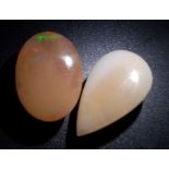 A Lot of 4.45Ct Pear cut Ethiopia Origin White Fire Opal & 5.15 Ct Oval White Fire Opal. GLI