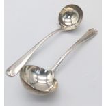 Two Antique Mid-Size Sterling Silver Ladles. 18cm. 158g. Hallmarks for London 1923