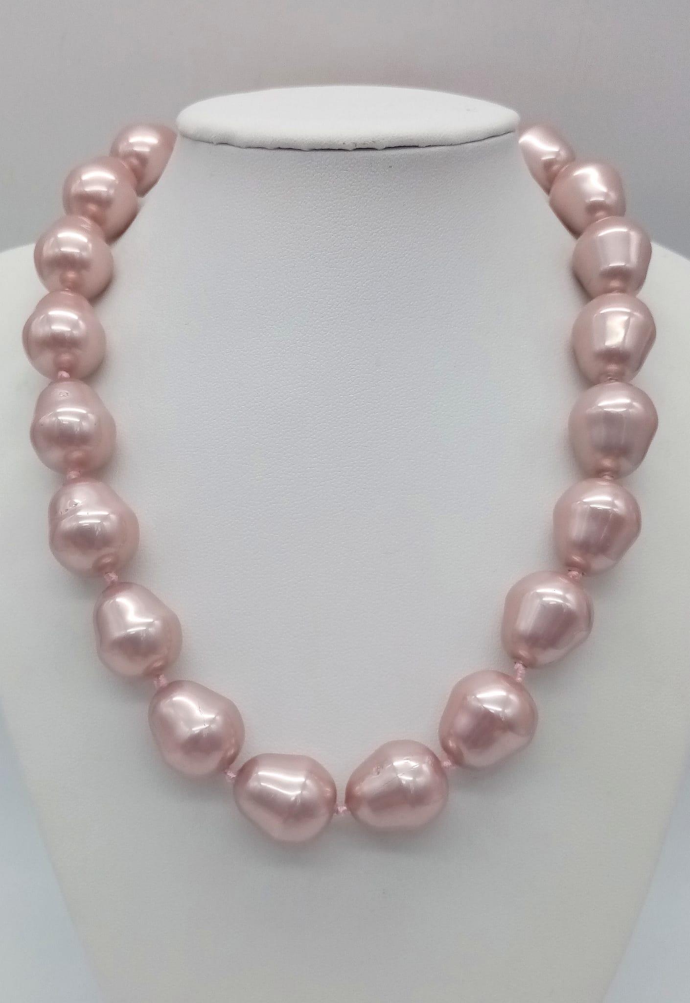 A Spring-Time Statement Lavender South Sea Shell Large Bead (Baroque form) Necklace. 20mm beads.