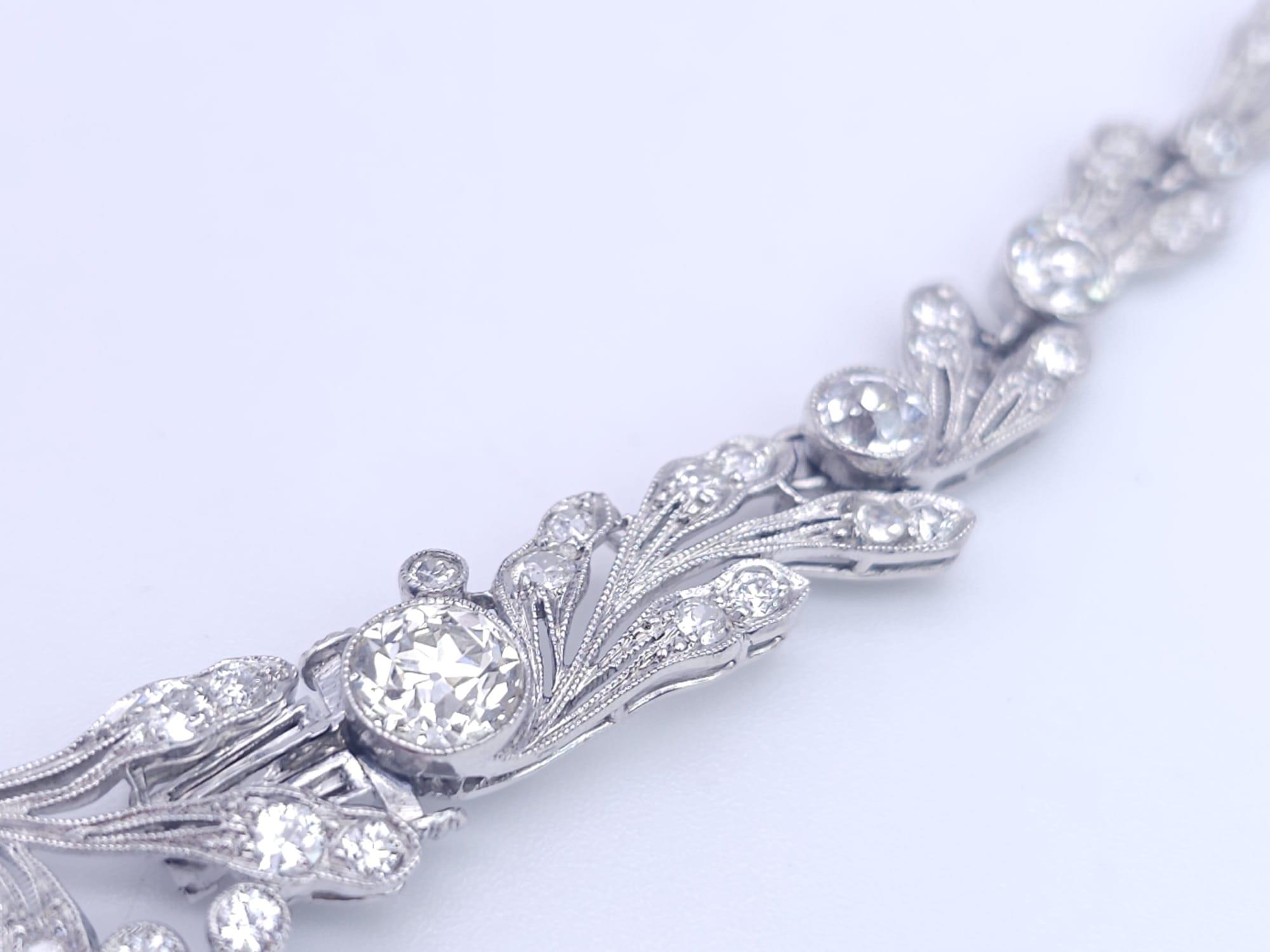 A Majestic Art Deco 7ctw Diamond (approx) Platinum Lavaliere Necklace. Scrolled and foliate - Image 15 of 18