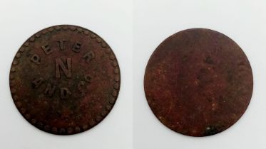An Antique St. Lucia Peter and Co. Copper Token.