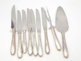 A Selection of Nine Vintage Sterling Silver Cutlery and Utensils of the Same Handle Design. Please