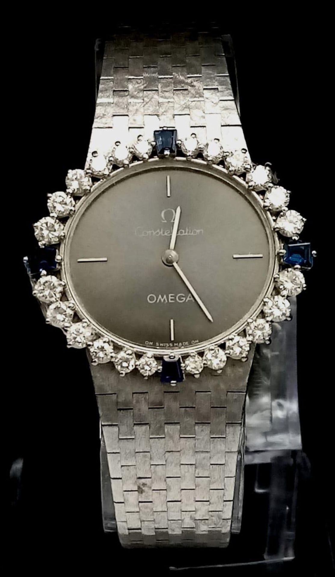 A Vintage 18K White Gold Omega Constellation Ladies Dress Watch. 18k gold bracelet and oval case -