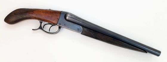 A Vintage Deactivated 12 Gauge Side by Side Sawn-Off Shotgun. This British made gun has 11.75 inch