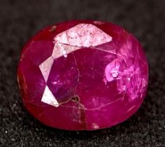 A 1.09ct Untreated Afghanistan Rare Pigeon Blood Red Ruby, in the Oval shape cut. Comes with the