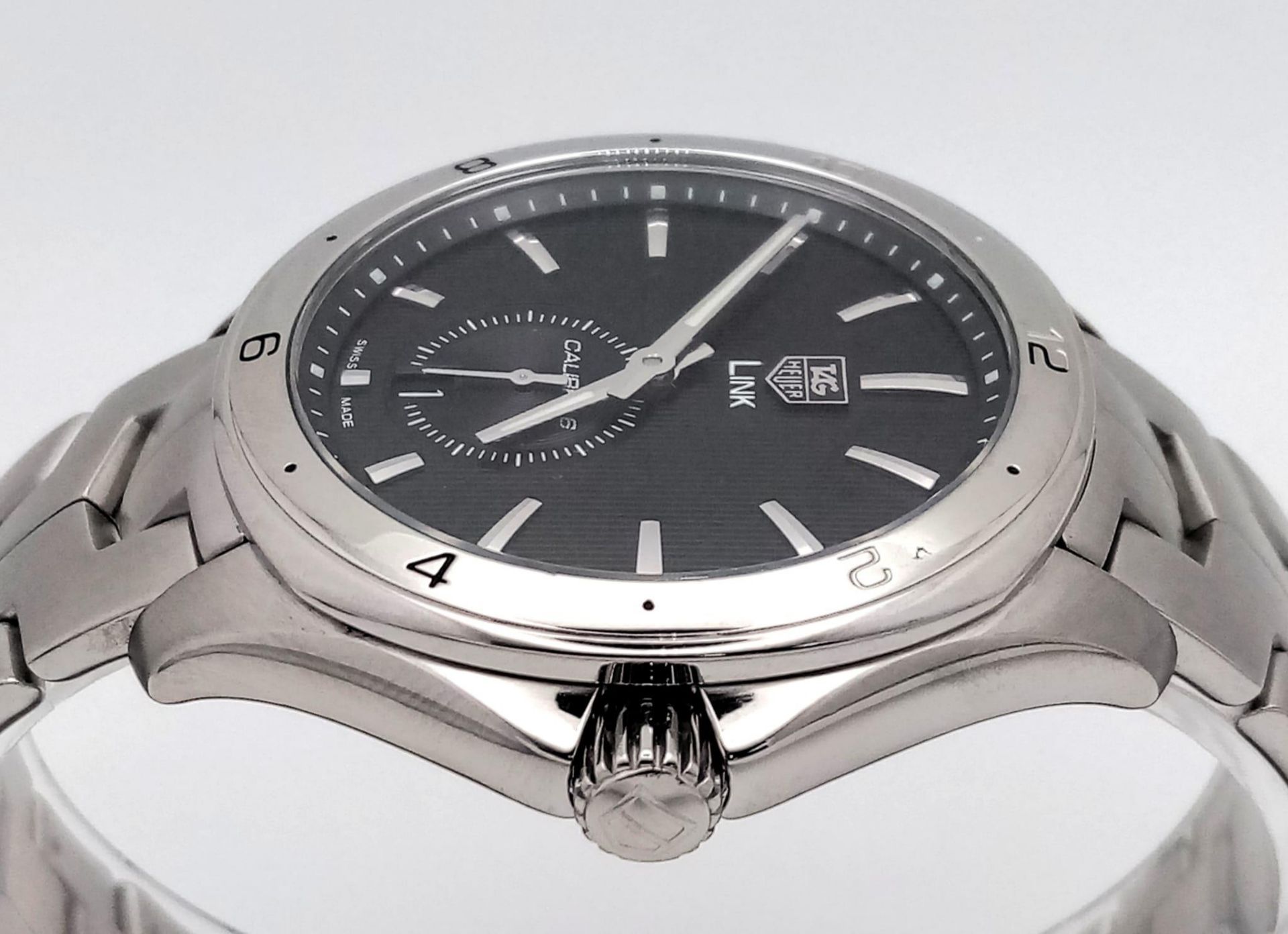 A Tag Heuer Link Calibre 6 Automatic Watch. Stainless steel bracelet and case - 41mm. Black dial - Bild 5 aus 9