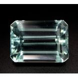 A PAIR OF NATURAL AQUAMARINE GEMSTONES, 24.72ct AND 24.92ct OCTAGONAL STEP CUT, EYE CLEAN, AND