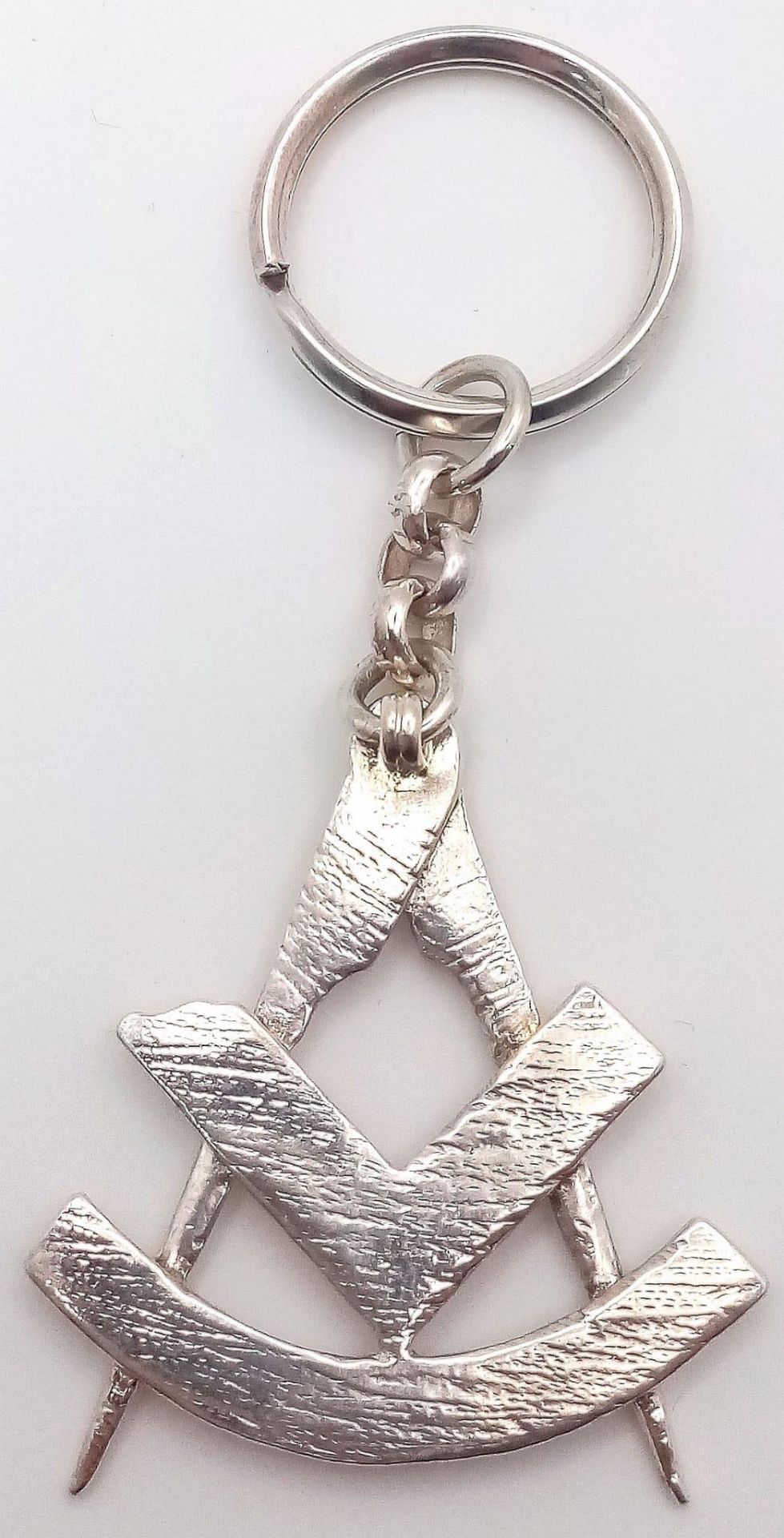 A Masonic Symbol Sterling Silver Key Chain. 6cm x 4cm. 15g - Image 2 of 3