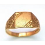 A Vintage 9K Yellow Gold Signet Ring. Size Q 1/2. Full UK hallmarks. 3.42g weight.