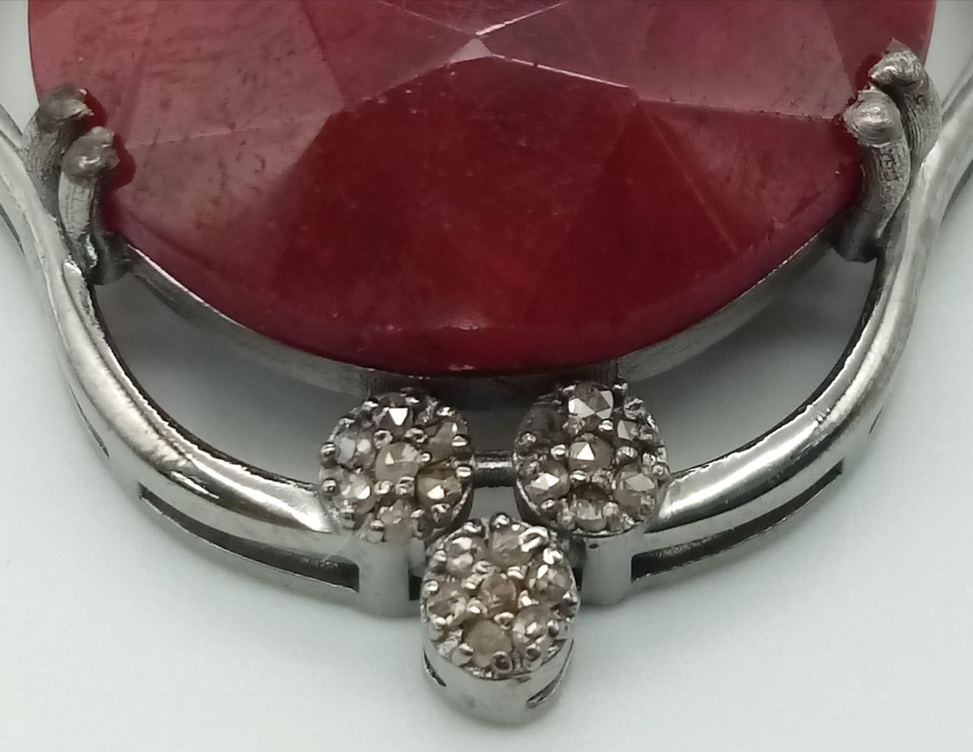 A 55.95ct Ruby Teardrop Pendant with 0.45ctw of Diamond Accents. 17.5g total weight. 5.5cm. Comes - Image 4 of 5