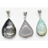 A Wonderful Mixture Of Three Gemstone 925 Silver Pendants from the Exciting New Jowett of London