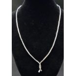 A very stylist 925 silver bar link necklace with stone set twist pendent. Total weight 20.4G.