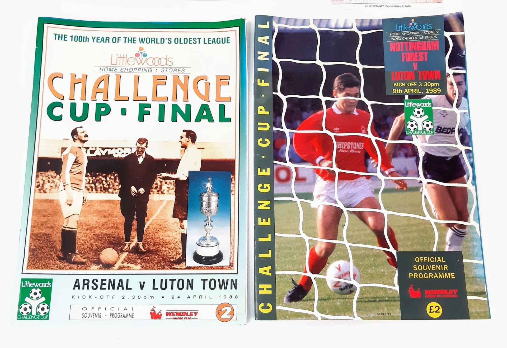 A 1988 Luton Town V Arsenal Wembley Programme, Match Ticket, Straw Hat and Rosette Plus the - Image 2 of 6