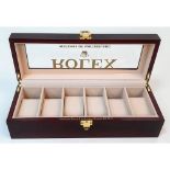 A Six Space Watch Case - Perfect for Rolex Watches. Polished veneer exterior. Plush interior. In