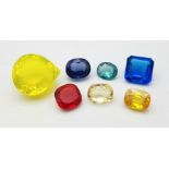 A Mixed 98ctw Gemstone Lot - Natural (heat treated) and synthetic mix. No certificates so as found.