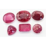 A 39ctw Faceted Colour Enhanced Ruby Gemstones Lot. Mixed Shapes. Ref: CV34