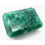 A 450ct Faceted Rectangular Cut Colour Enhanced Emerald. Comes with GLI certificate. Ref: CV23