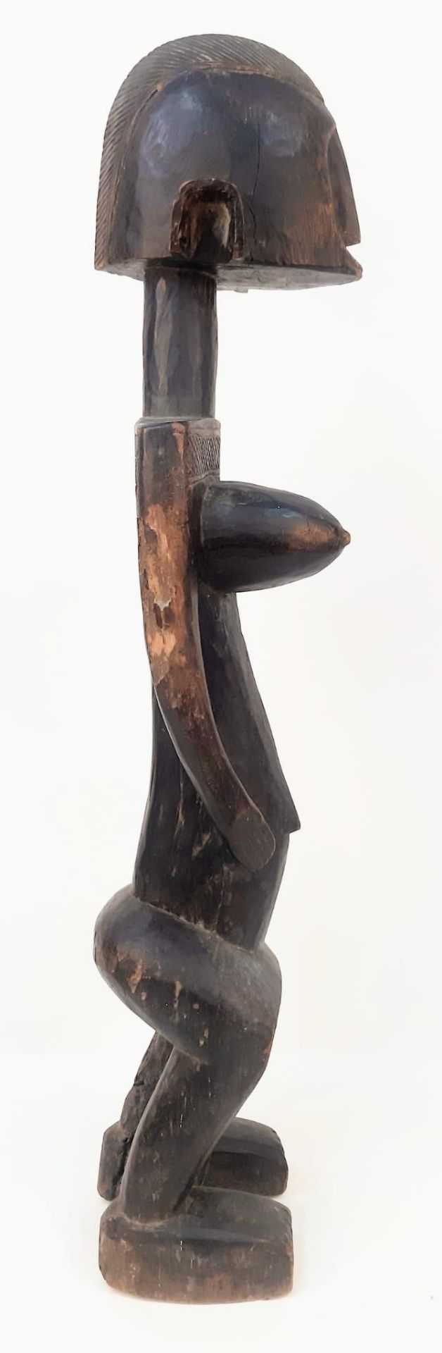 An Antique African Songye Tribe Female Wooden Statue. This fertility and youth statue stands at - Image 2 of 14