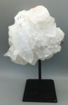 Two Large Apophylite Crystal Specimens. 12 x 17cm - 552g and 14cm x 14cm - 530g. Both on metal