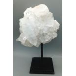 Two Large Apophylite Crystal Specimens. 12 x 17cm - 552g and 14cm x 14cm - 530g. Both on metal