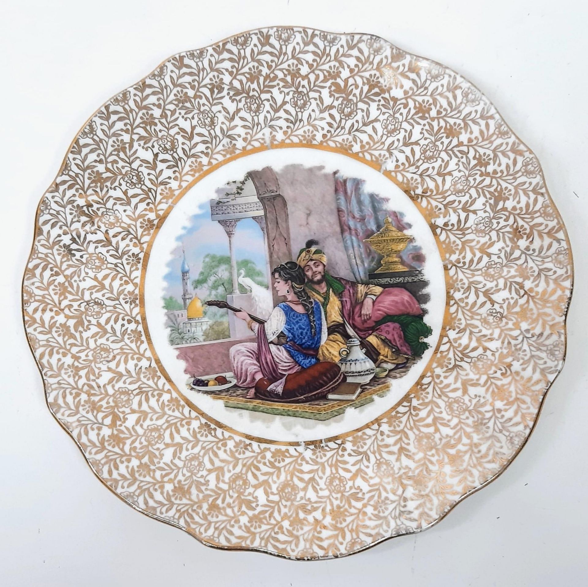 A Vintage Royal Sutherland Fine Bone China Decorative Plate. Middle-Eastern relaxed scene. 27cm - Image 4 of 5