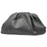 A Bottega Veneta Charcoal Pouch Clutch Bag. Soft leather exterior with magnetic top closure and a