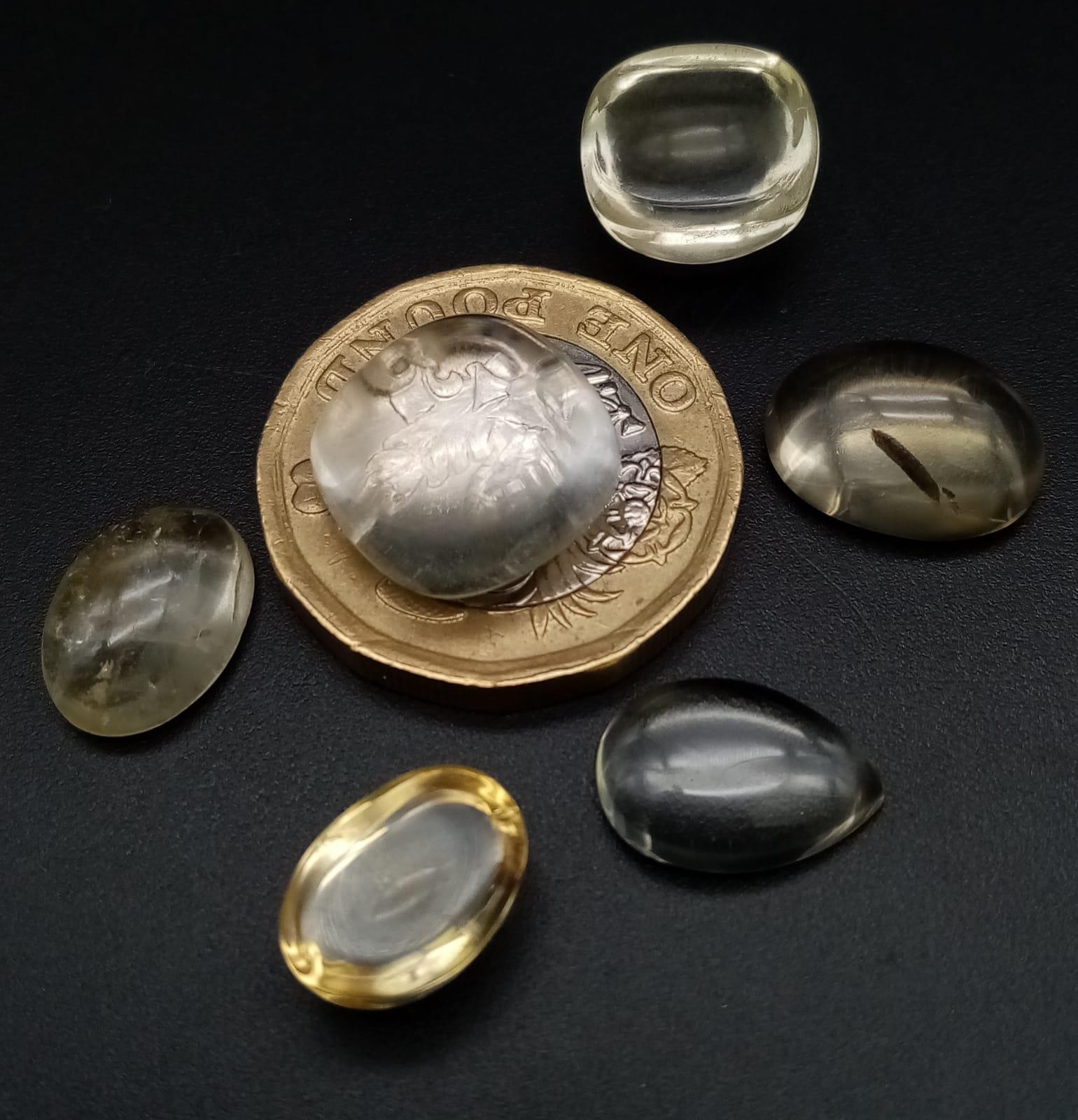 A Lot of 6 Pcs of 36.35 Ct Cabochon Citrine Gemstones in Mix Shapes. - Image 3 of 3