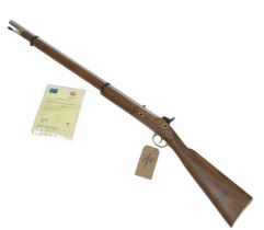 A MUZZLE LOADING BLACK POWDER RIFLE, .75 CALIBRE .COMES WITH A CURRENT DEACTIVATION CERTIFICATE.