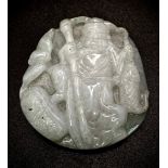 An Antique Chinese White (translucent) Jade Pendant. Hand-carved image of an elder fisherman. 5.