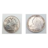 An 1895 Queen Victoria Silver Crown Coin. VF grade but please see photos