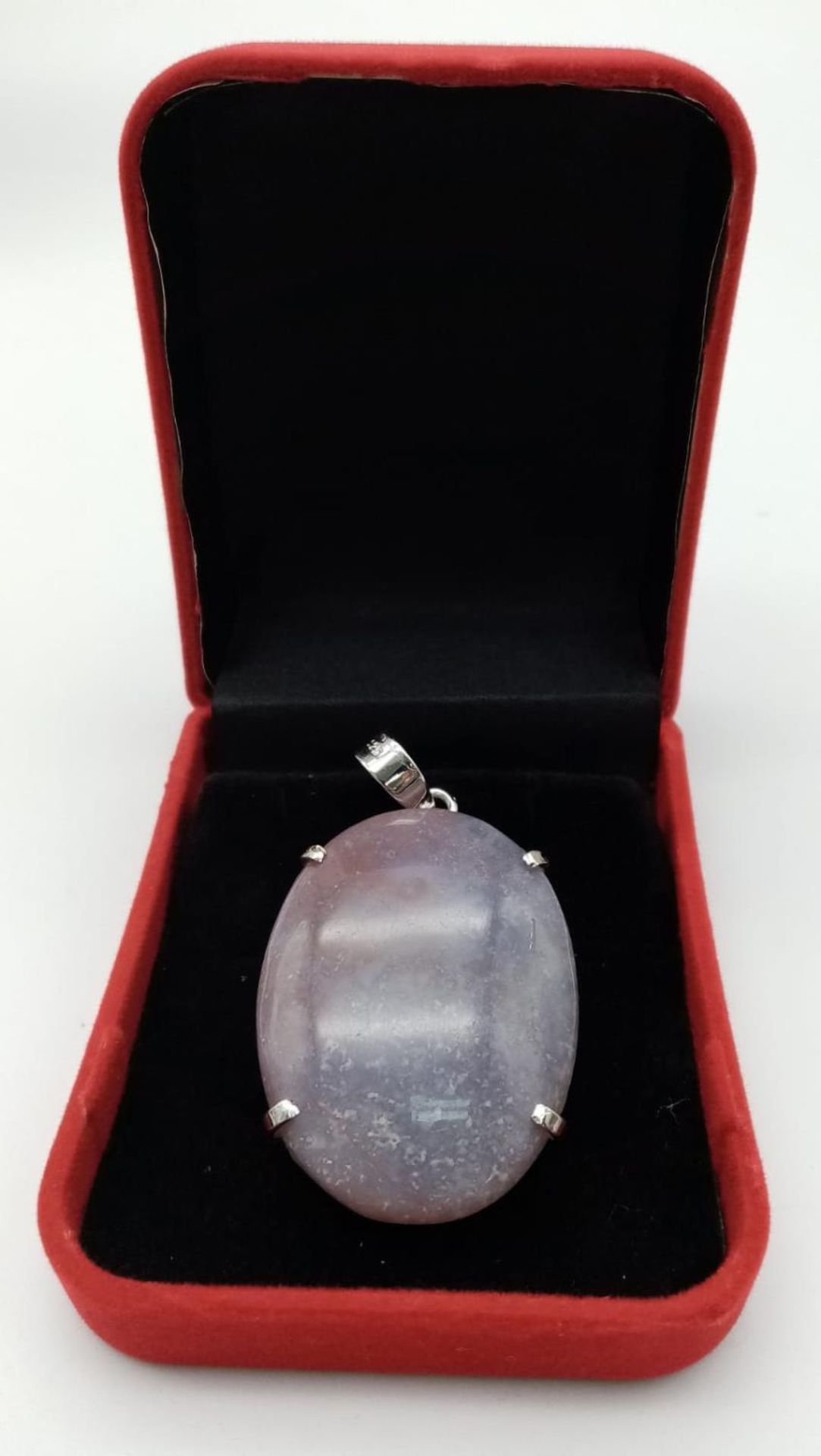 An Oval Cut Corundum Agate set in 925 Silver Pendant. 70ct. W-26.80g. 6cm. Comes with a presentation - Image 6 of 6